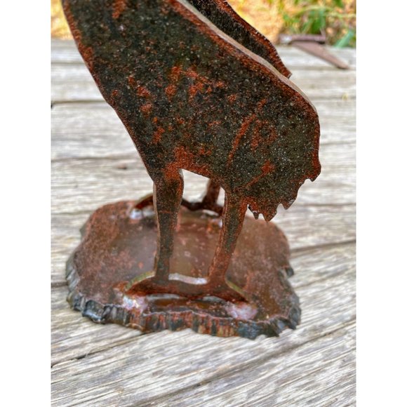 Vintage Folk Art Iron Book End Holder Sand Hill Crane Birds - Picture 10 of 14